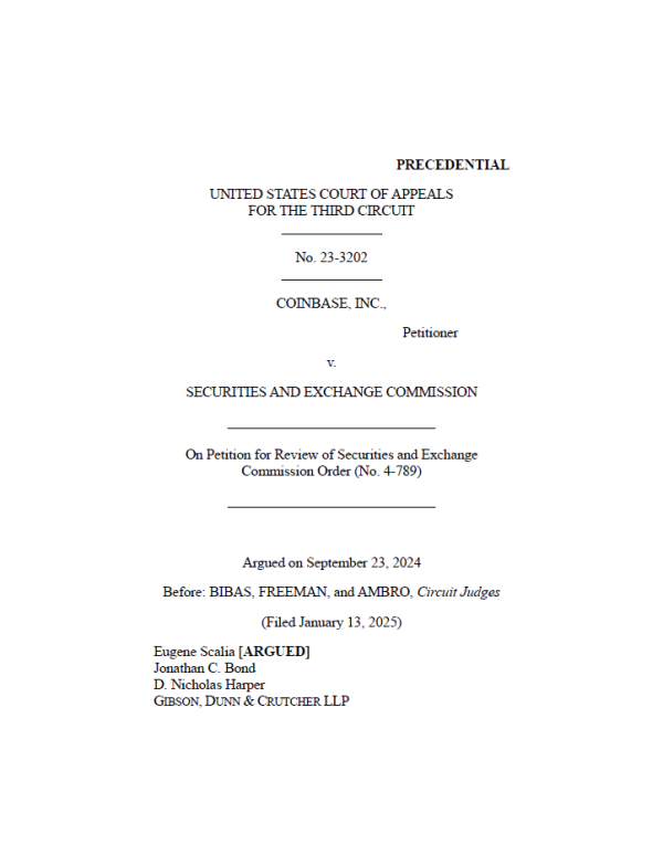Coinbase vs Securities and Exchange Commission